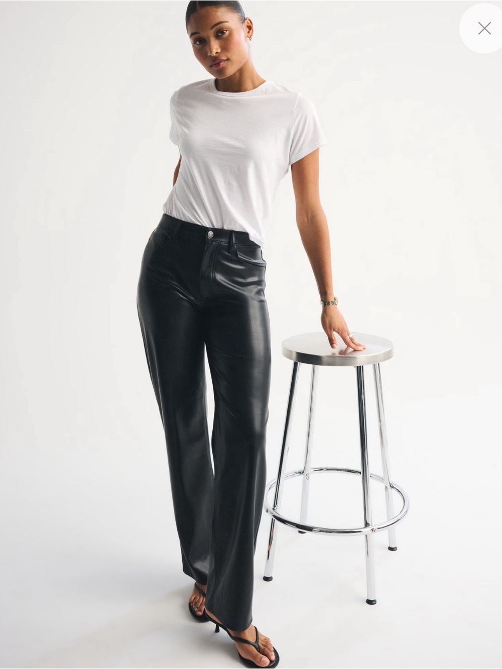 Abercrombie & Fitch Black Wide-Leg Faux Leather Pants